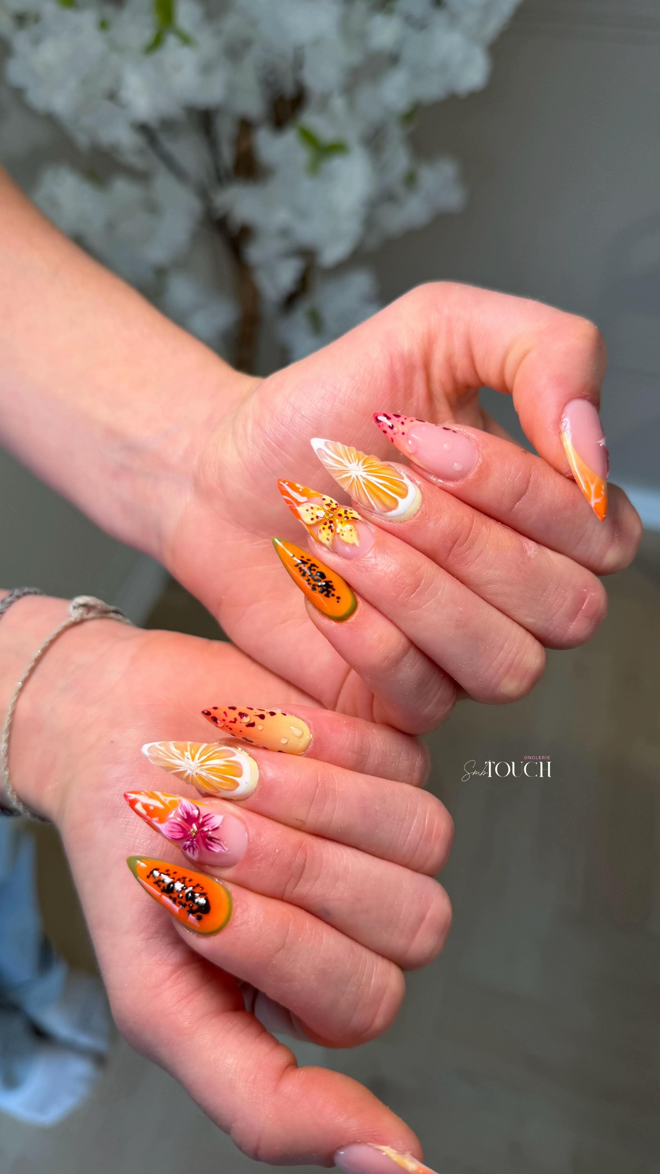 Nail art fruits tropicaux